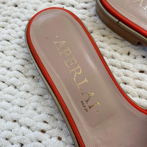 Aperlai Women's Orange Woven Satin Slides - Size 38 1/2 - Picture 4 of 4